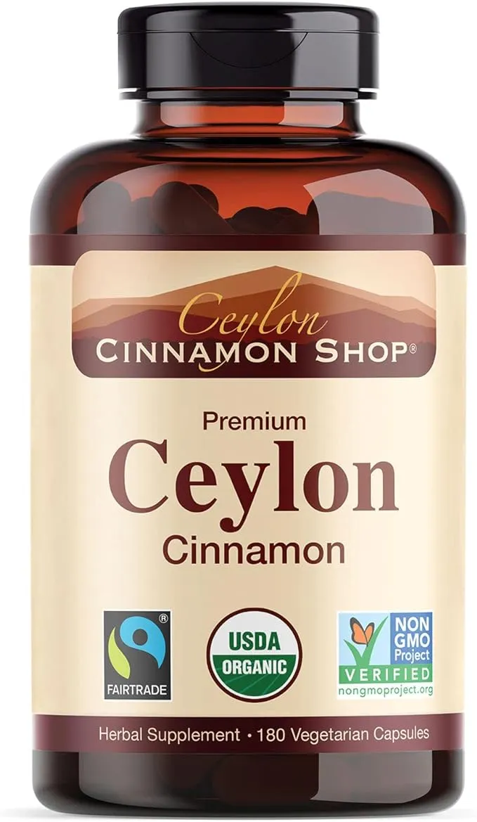 Organic Ceylon Cinnamon (100% Certified) Supplement, 90 Capsules