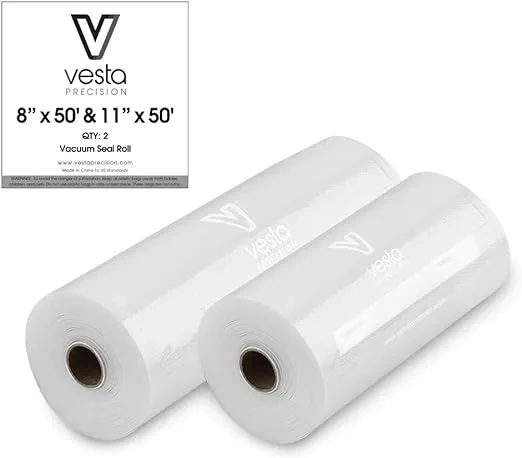 Vesta Precision Vacuum Seal Rolls | Clear and Embossed | 11” x 50’ | 2 Pack | Great for Food Storage and Sous VideVesta Precision Vacuum Seal Rolls | Clear and Embossed |…