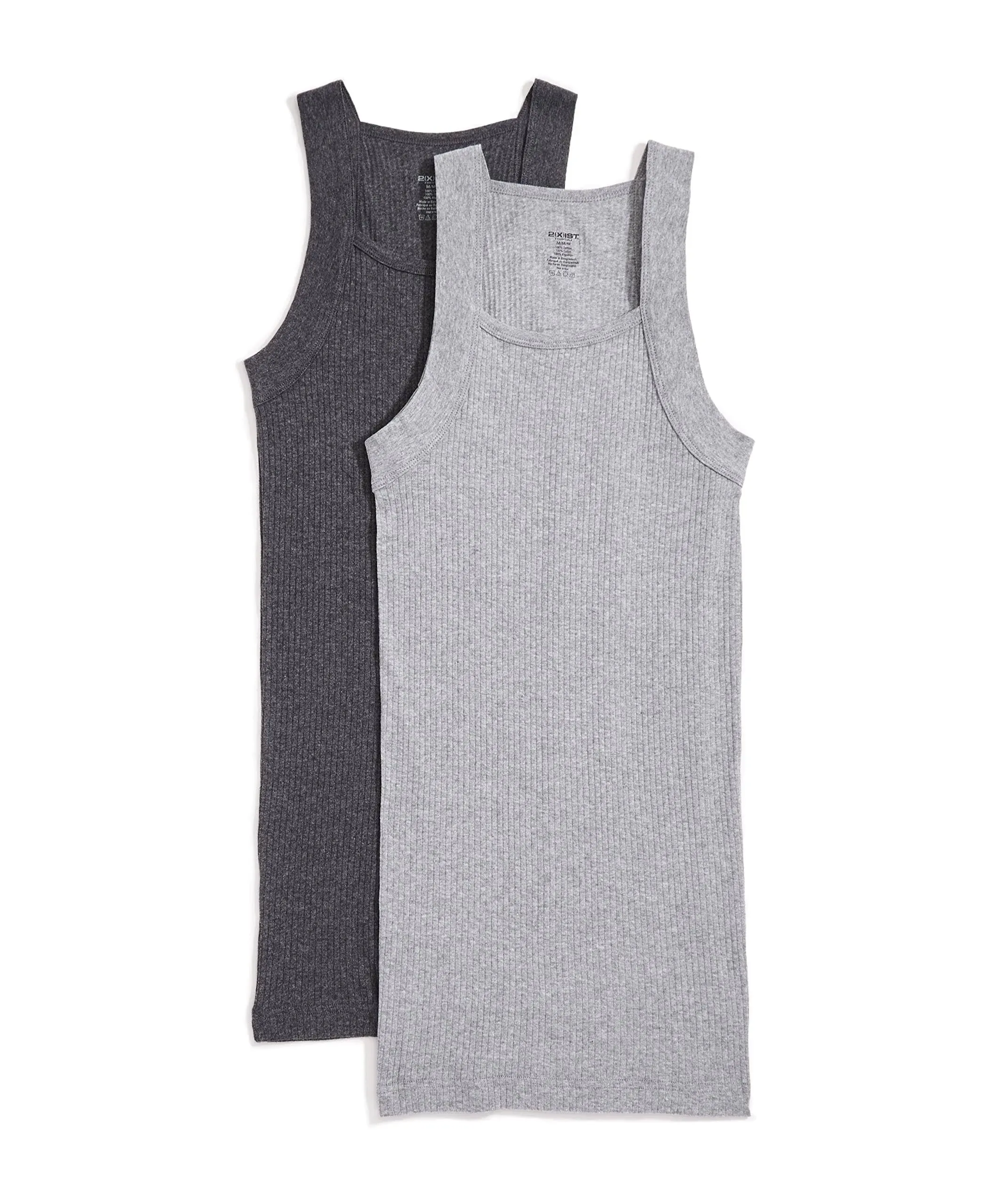 2(X)IST Men's 2IST Essential 2 Pack Square-Cut Tank