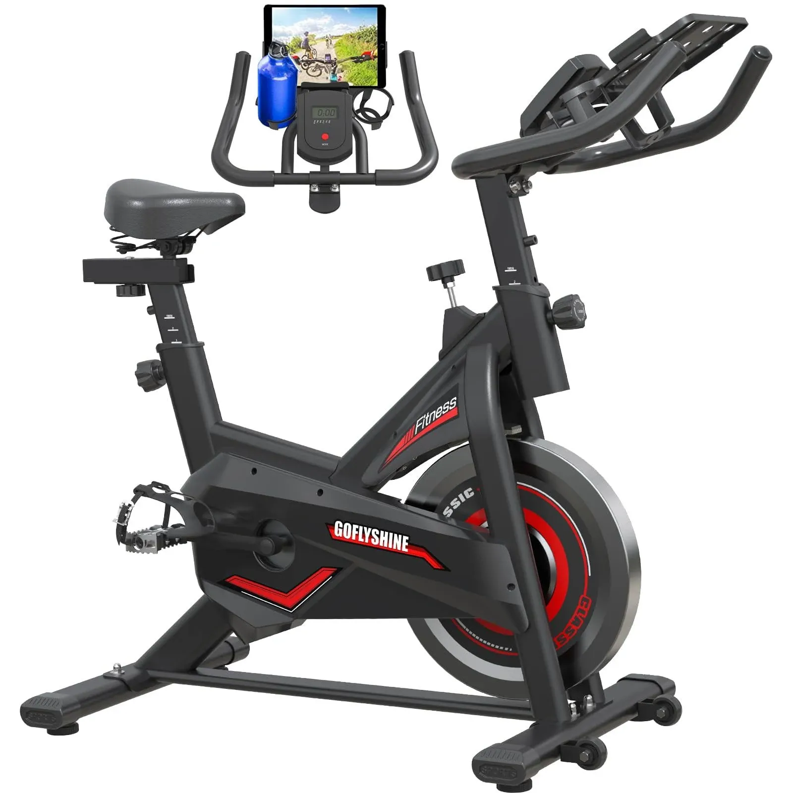 Exercise Bikes Stationary,Exercise Bike for Home Indoor Cycling Bike for Home Cardio Gym,Workout Bike with Ipad Mount & LCD Monitor,Silent Belt Drive