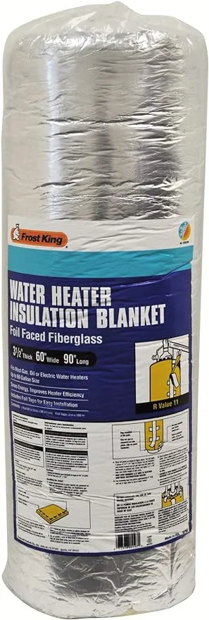 Frost King SP60 All Season Water Heater Insulation Blanket, 3” Thick x 60” x 90”, R10, Silver