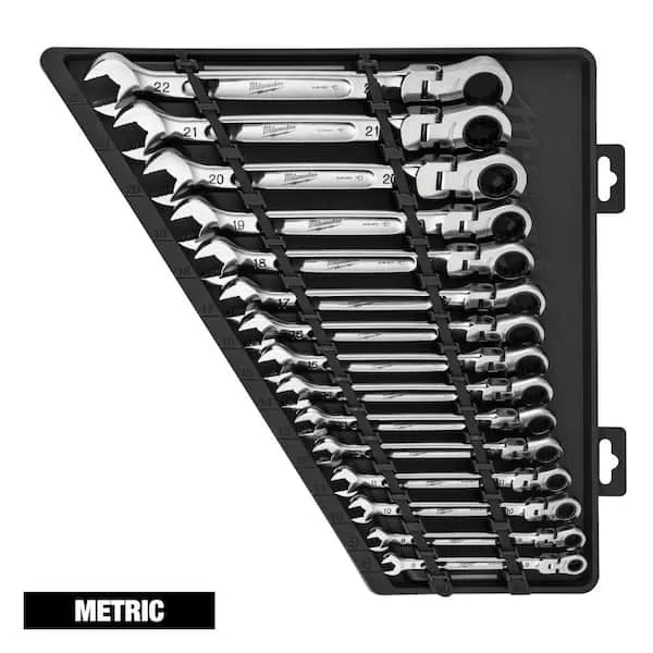 Milwaukee 48-22-9513 15pc Flex Head Ratcheting Combination Wrench Set - Metric