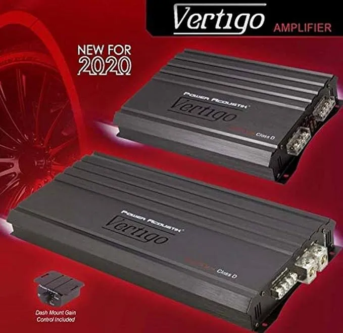 Power Acoustik VA4-1800D, Vertigo Series 4 Channel Car Amplifier, 4-Channel Stereo Amplifier, 1800 Watts 4-Ch Voice Amp for Car Audio, Class A/B 4Ch Amps