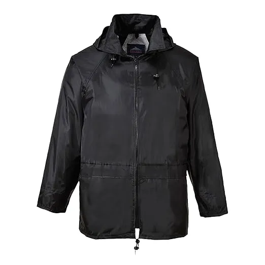 Portwest US440 - Chaqueta clásica, impermeable y ligera para hombre, color negro, talla 4XL