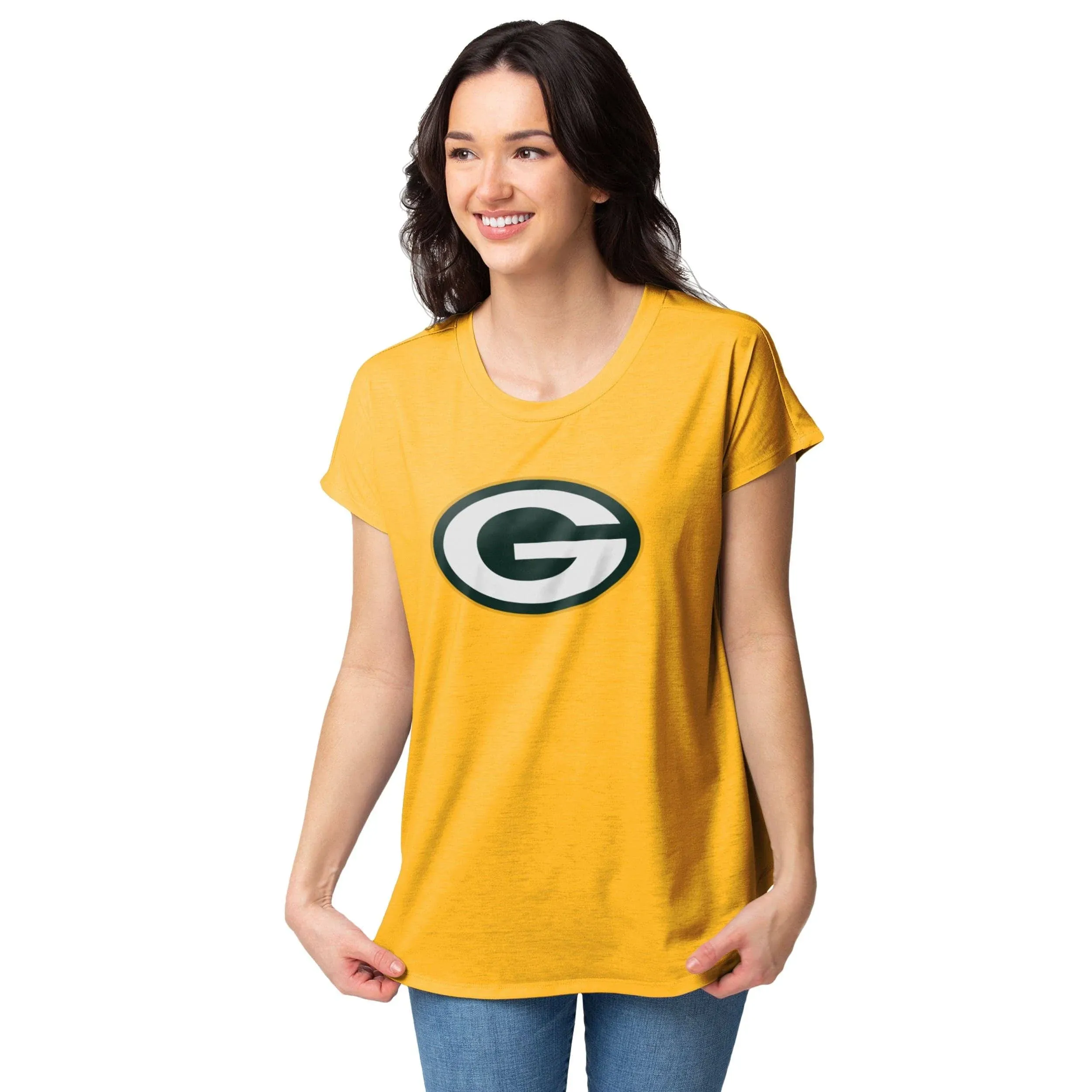 FOCO Womens NFL Team Logo Ladies Fashion Tunic Top Shirt, Big Logo, Large US