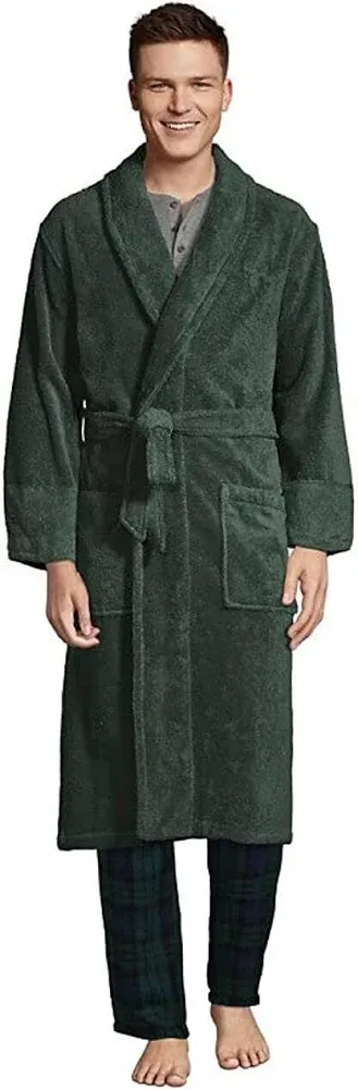 Lands&#039; End Men&#039;s Turkish Terry Cloth Robe Calf Length with Pockets