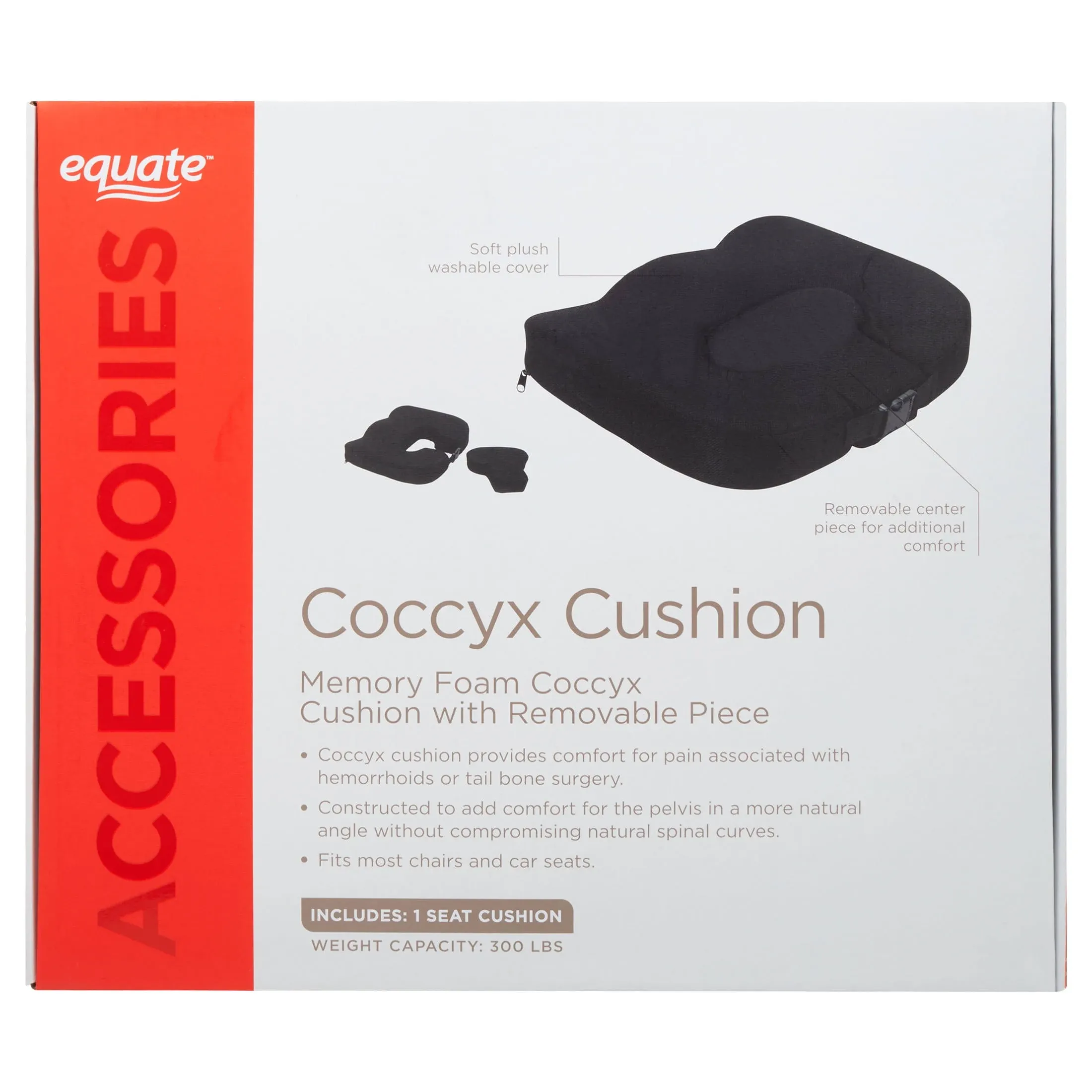 Memory Foam Coccyx Cushion, Black