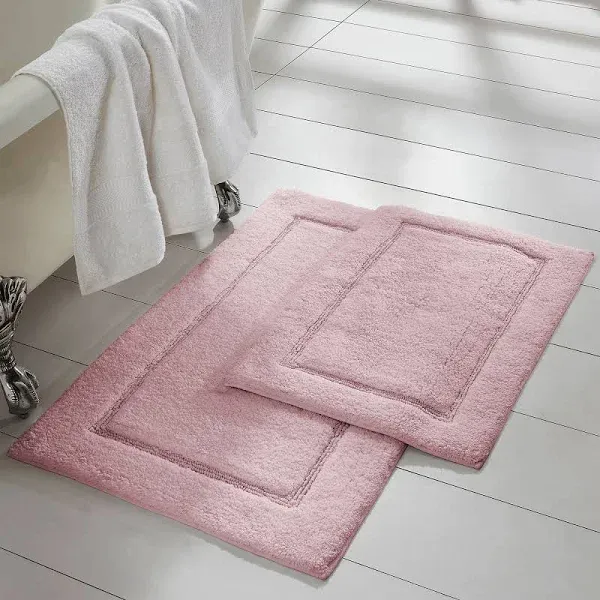 Modern Threads 2-Pack Solid Loop with Non-Slip Backing Bath Mat Set