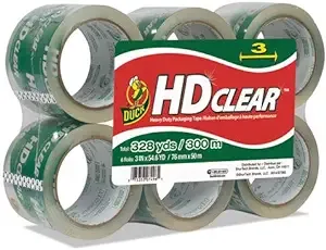 Duck - Heavy-Duty Carton Packaging Tape, 3" x 55yds, Clear - 6/Pack