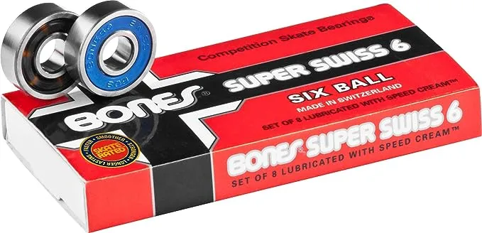 Bones Bearings  - 8mm Bones Super Swiss 6 Skateboard Bearings - Swiss