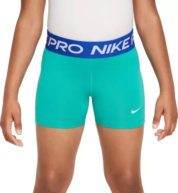 Nike Girls Pro 3" Shorts - White/Black Size XL