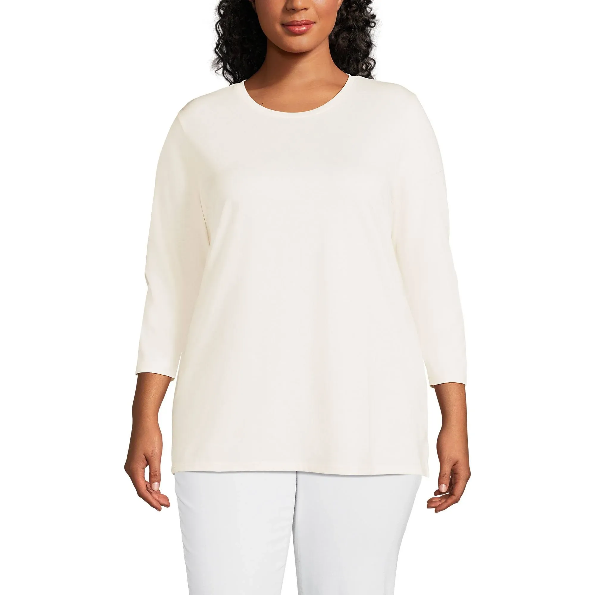 Lands' End Women's Plus Size 3/4 Sleeve Cotton Supima Tunic