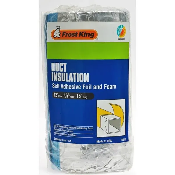 FV516 Duct Insulation &amp; Tape, 1 1/8&#034; x 15 ft, White, Foot