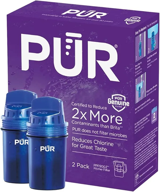 PUR Water Pitcher & Dispenser Replacement Filter Genuine PUR Filter, 2-in-1 Powerful Filtration and Faster Filtration