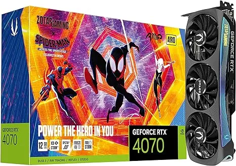 ZOTAC Gaming GeForce RTX 4070 Ti AMP AIRO Spider-Man: Across The Spider-Verse Inspired Graphics Card Bundle - ZT-D40710F-10SMP