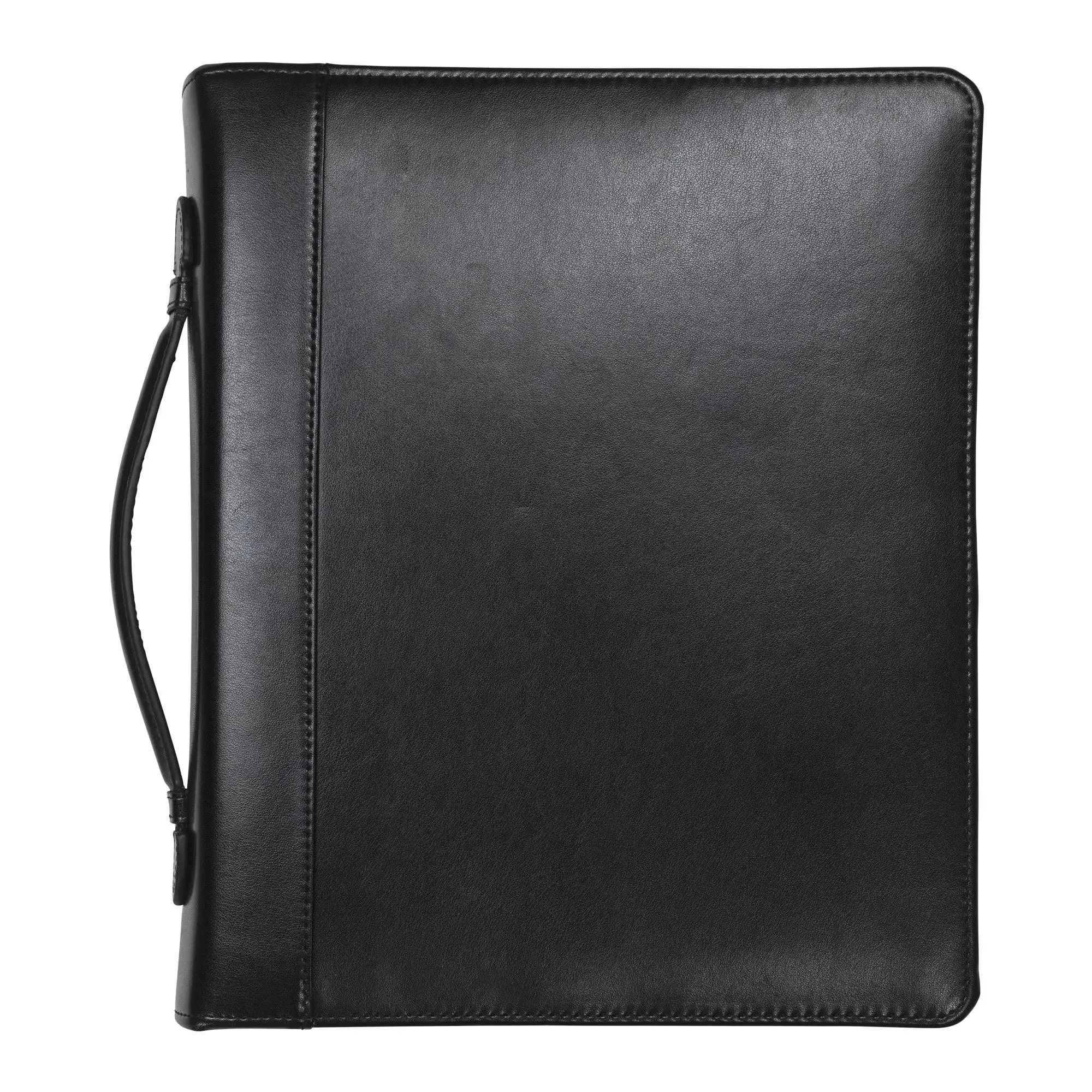 Samsill Leather Multi-Ring Zippered Portfolio Two-Part 1" Cap 11 x 13-1/2 Black