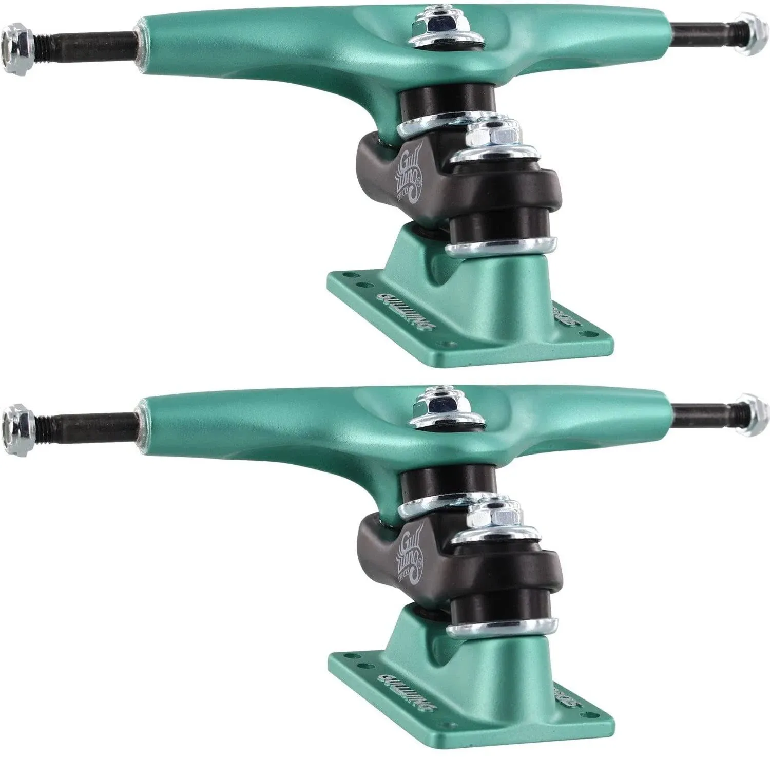 Gullwing Trucks Sidewinder II Aqua/Black/Aqua Skateboard Double Kingpin Trucks ...