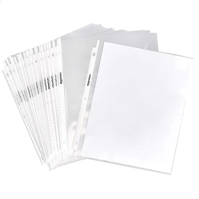 Amazon Basics Clear Top Loading Sheet Protectors for 3 Ring Binder, Polypropylene, 8.5 x 11 Inch, 200-Pack