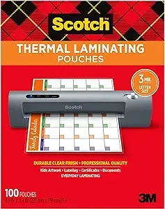 Scotch Thermo-Laminiertaschen, zur Verwendung mit Thermo-Laminiergeräten, 22,6 x 29,6 cm, Briefgröße, 100 Stück (1 Stück)