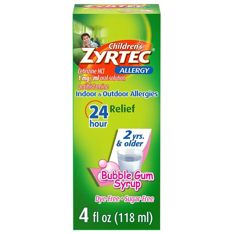 Children’s Zyrtec Allergy Syrup, Dye-Free, Sugar-Free Grape, 4 Oz