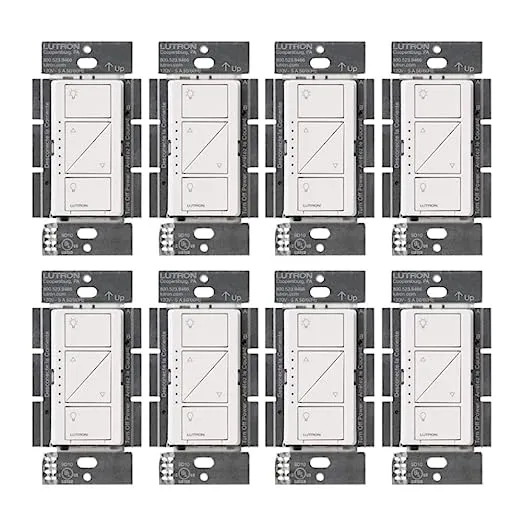 Lutron Caseta Smart Lighting Original Dimmer Switch, for Light Bulbs and Fans, Works w/ Alexa, Apple Homekit, Google Home (Hub Required), No Neutral Required, 150W 3-Way, PD-6WCL-WH-8, White, 8 Pack