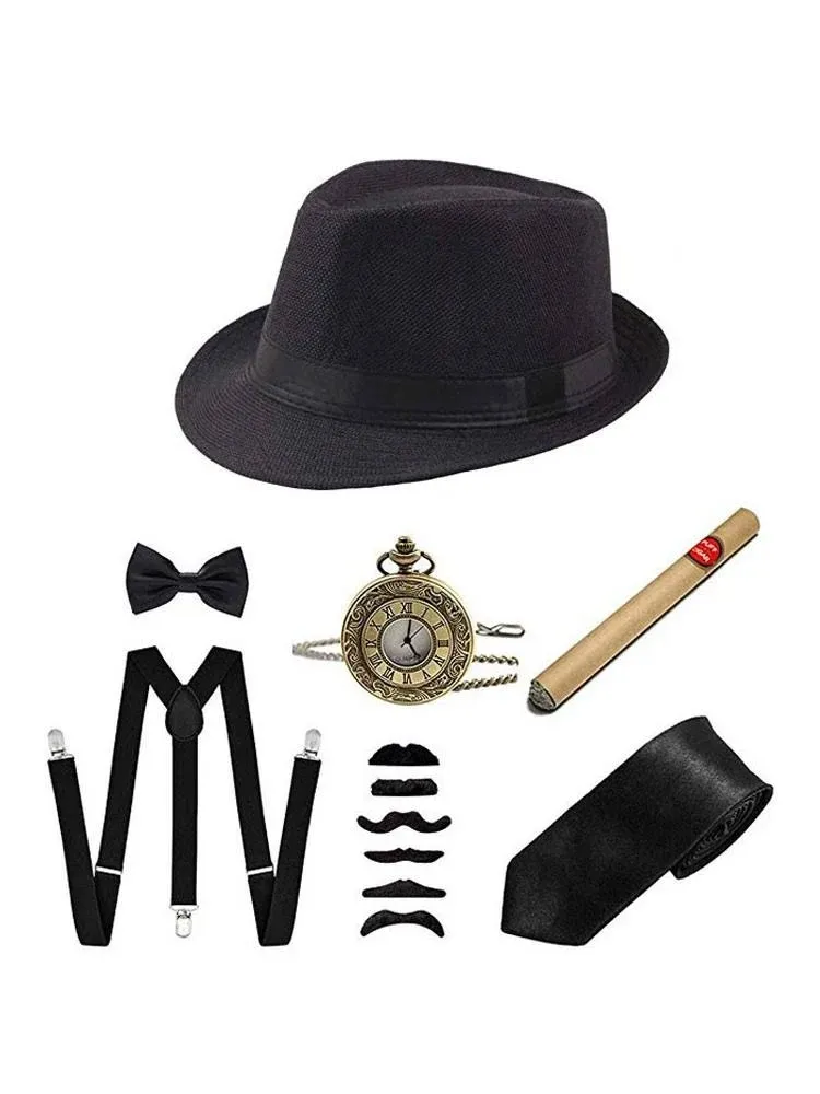 1920s Mens Gatsby Gangster Accessories Set Panama Hat Suspender Bow Tie Ecoparty - Buy Gatsby,Panama Hat,Gangster Accessories Product on Alibaba.com