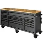 Husky Heavy-Duty 72 in. W 18-Drawer Deep Tool Chest Mobile Workbench in Matte Black with Adjustable-Height Hardwood Top