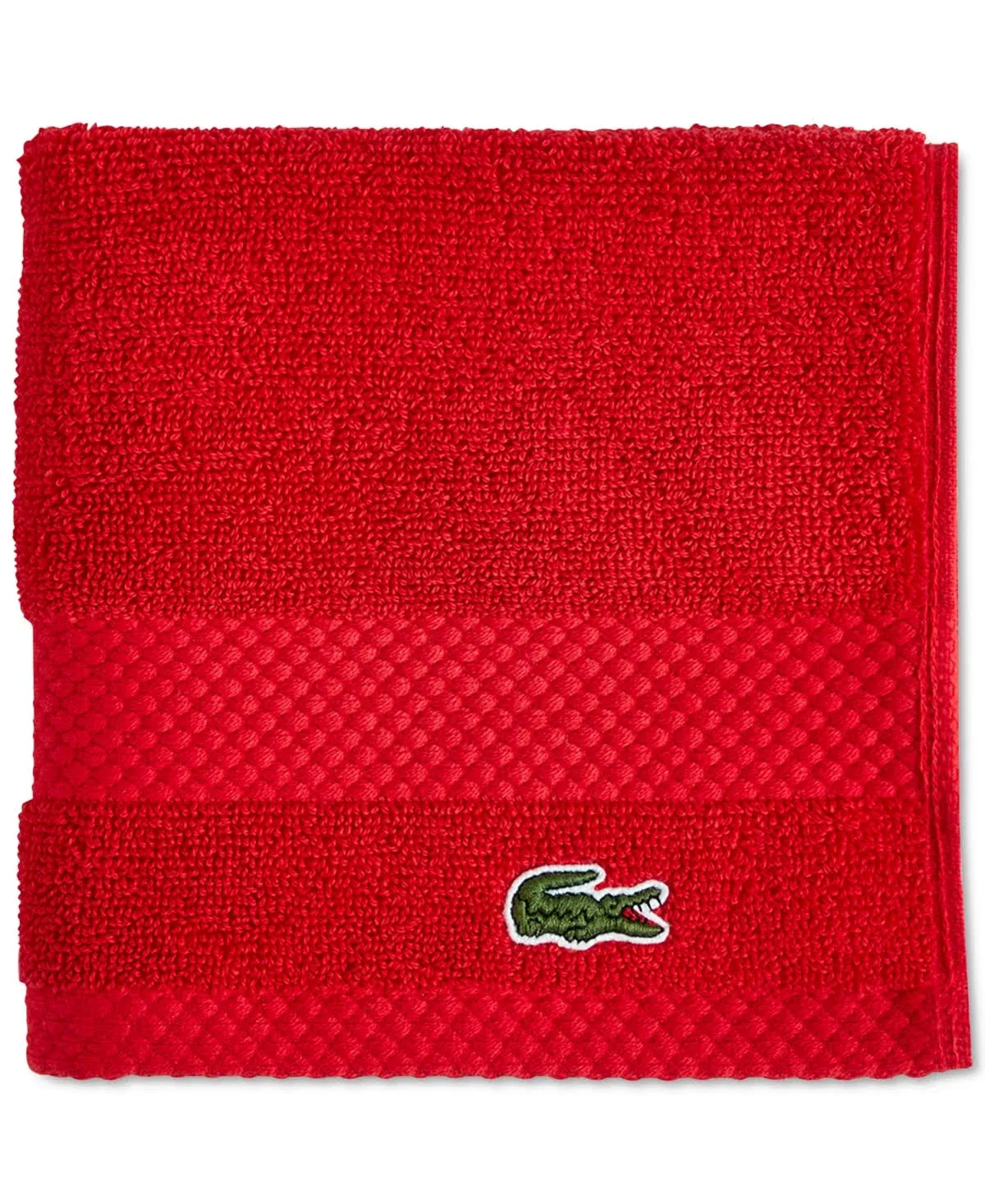 Lacoste Heritage Supima Cotton Wash Cloth, White, 13" x 13"