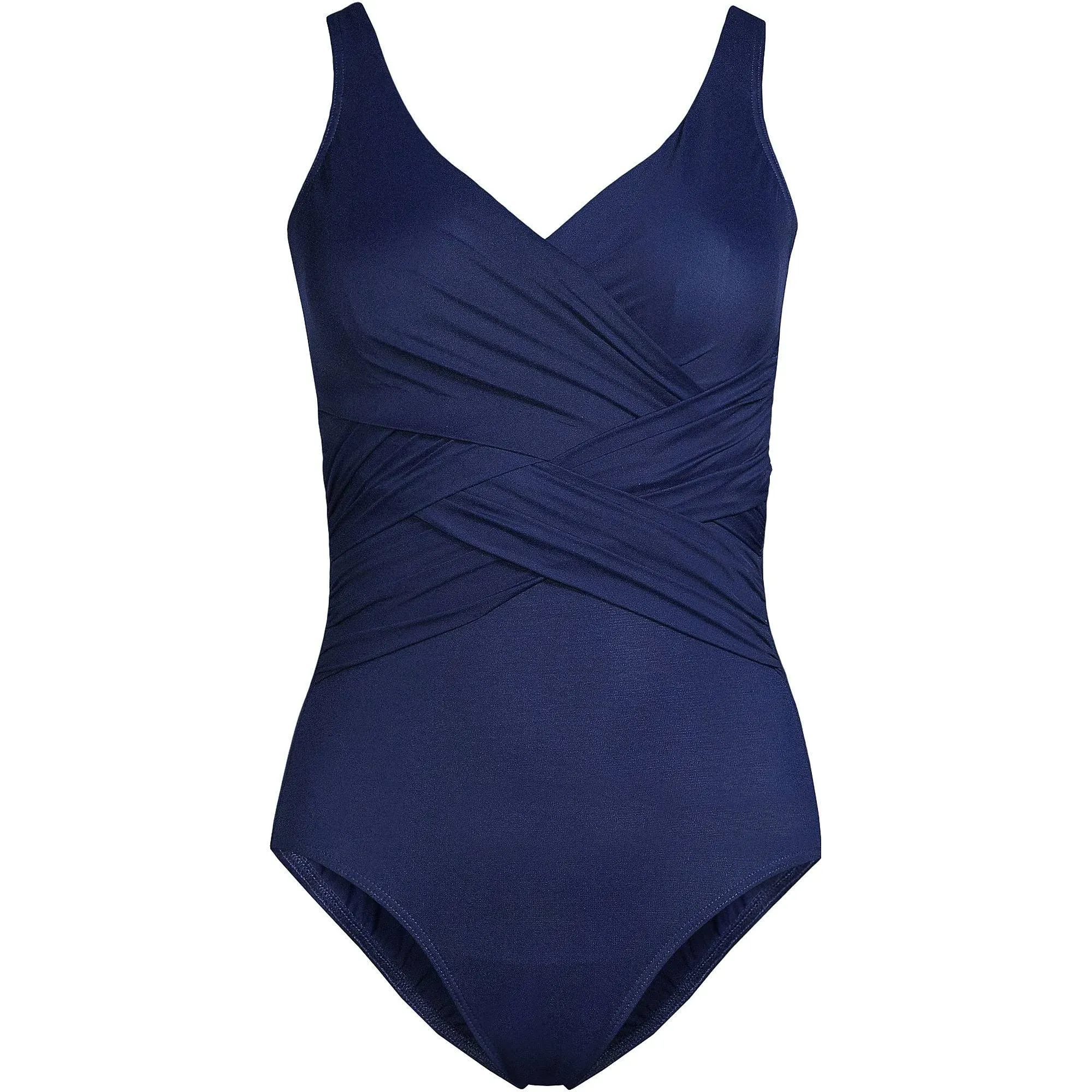 Plus Size Lands' End SlenderSuit Tummy Control Surplice One-Piece Swimsuit