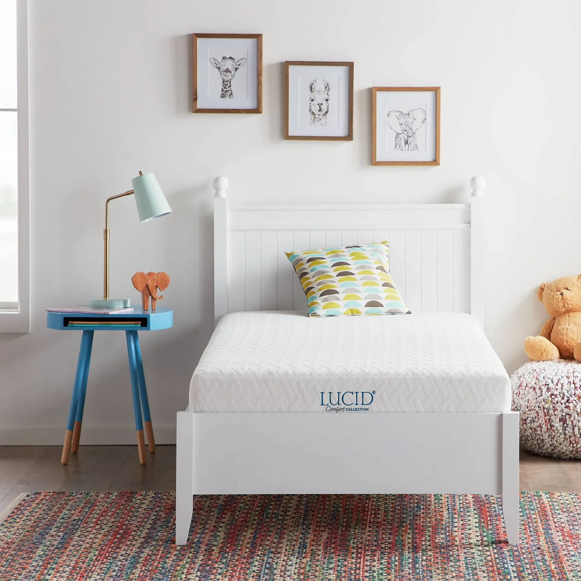 Lucid 6 Inch Twin Mattress - Firm Gel Memory Foam Mattress Twin— Bamboo Charcoal Mattress in a Box—CertiPur Certified, White