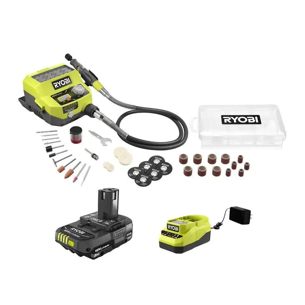 Ryobi PCL480K1 One+ 18V Cordless Rotary Tool Station Kit with 2.0 Ah Battery and ...