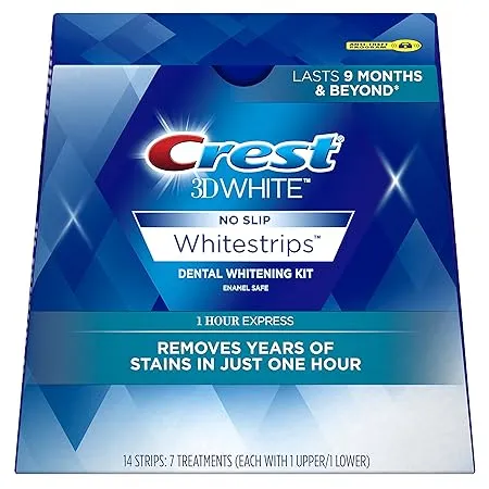 Crest 3D Whitestrips, 1 Hour Express, Teeth Whitening Strip Kit, 20 Strips (10 Count Pack)