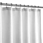 Extra Long Shower Curtain with 84 inch Height, Fabric, Waffle Weave, Hotel Luxury Spa, Water Repellent, Machine Washable, 230 GSM Heavy Duty, White