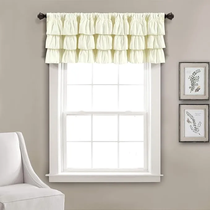 Lush Decor Belle Valance Vintage Chic Style Single Curtain, 84"W x 18"L, Ivory