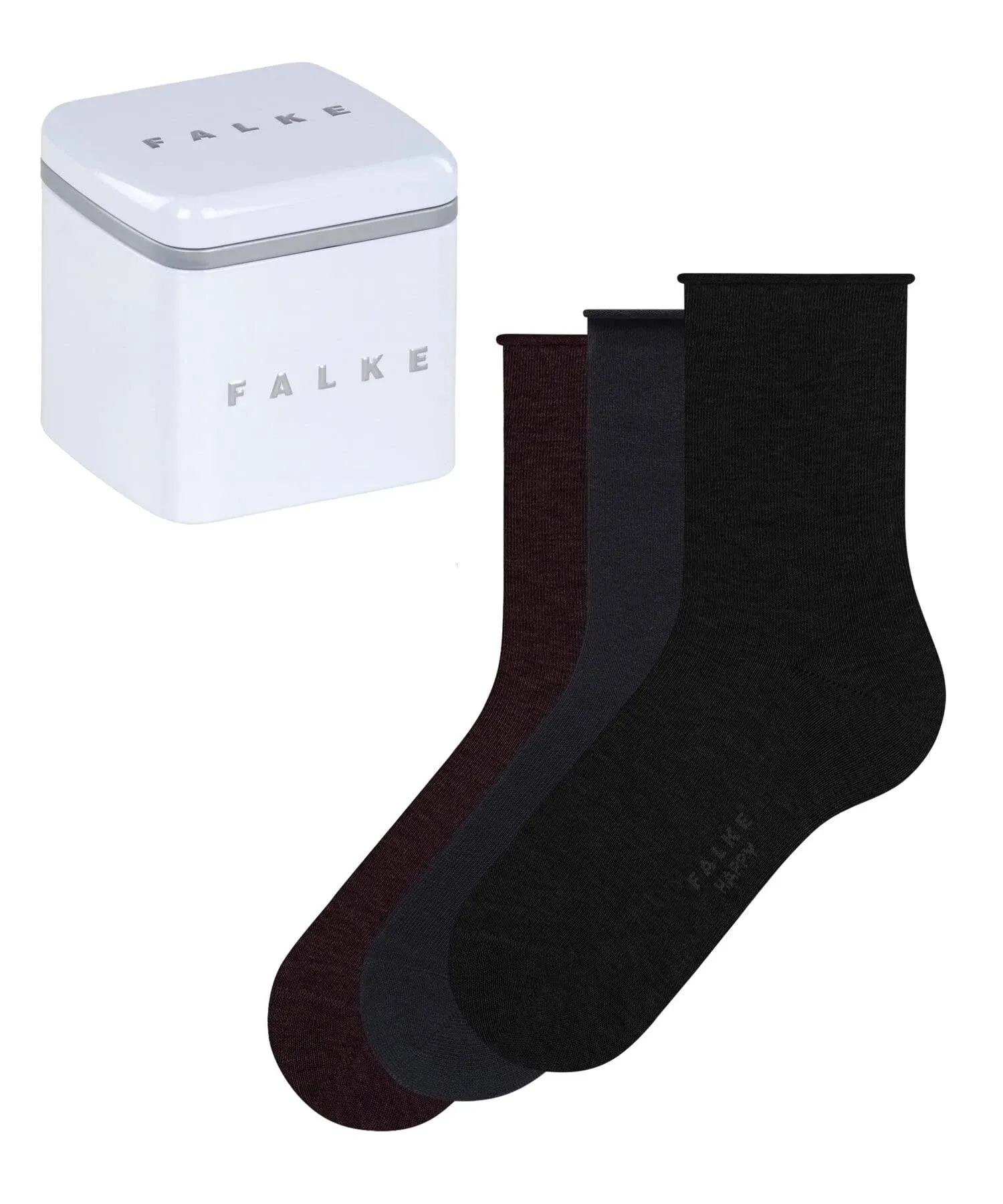 FALKE Women's Happy Box 3-Pack Socks, Cotton, Crew Length, Soft Trouser Socks, Lightweight, Trendy Work Clothing