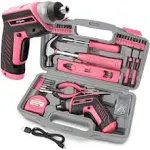 Hi-Spec 35pc Pink tool Kit Set with Electric Screwdriver 3.6V USB & Bit Set