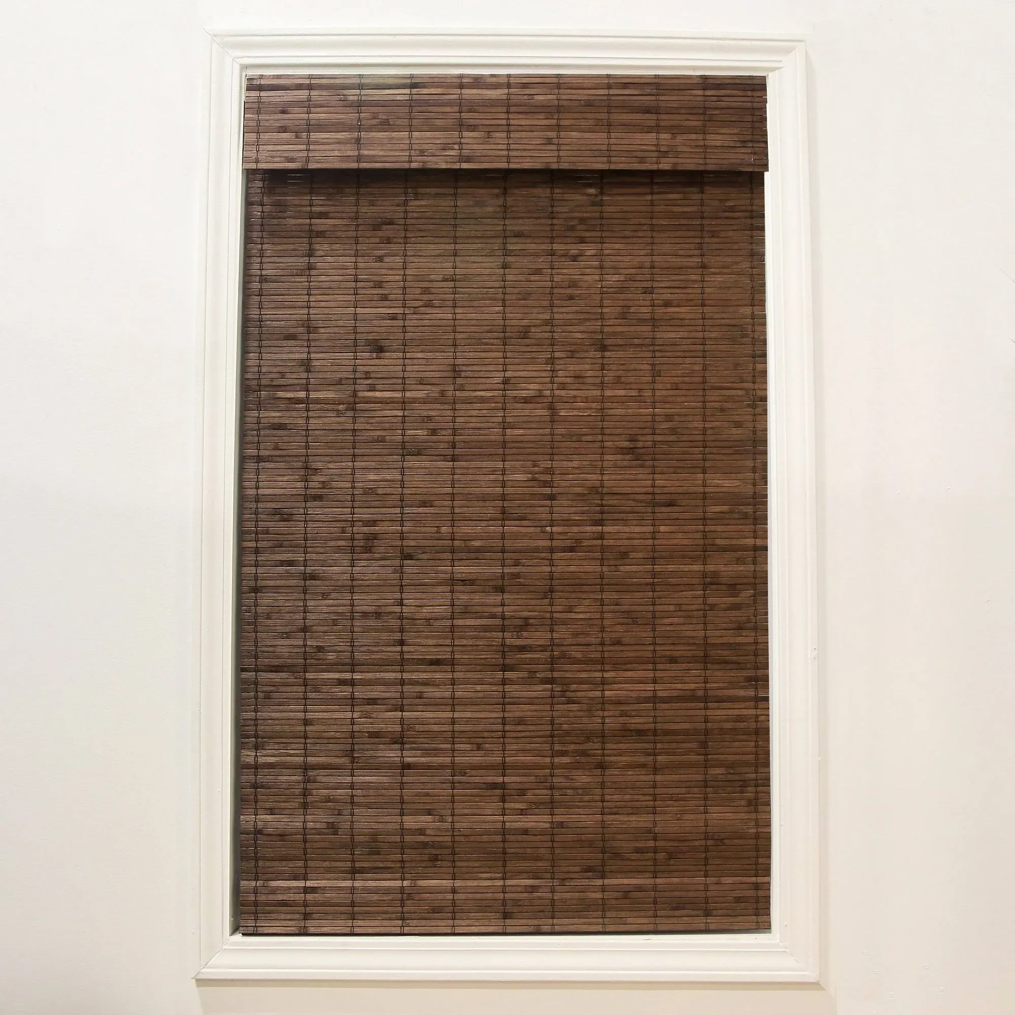 Radiance Cordless Bamboo Roman Shades for Windows - Flatstick Bamboo Blinds for Semi-Private Light Control - Easy to Lift & Fold Up Window Shades - Cocoa - 27 in. W x 64 in. L - (2216302E)