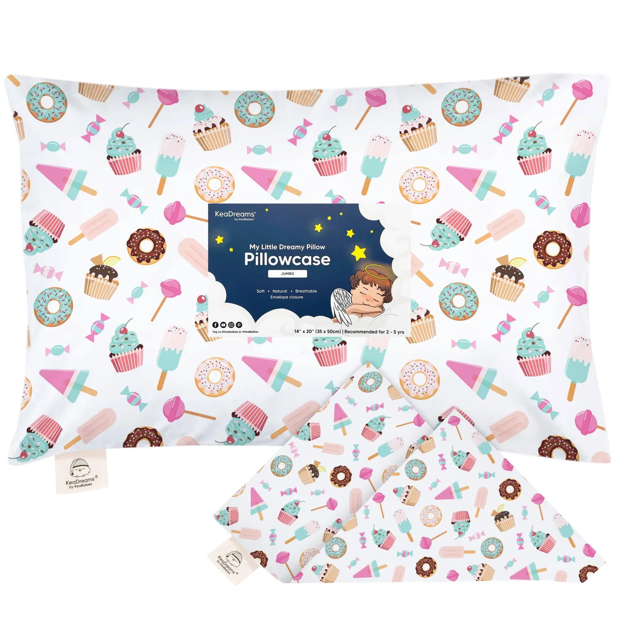 KeaBabies Jumbo Toddler Pillowcase 14x20" Soft White