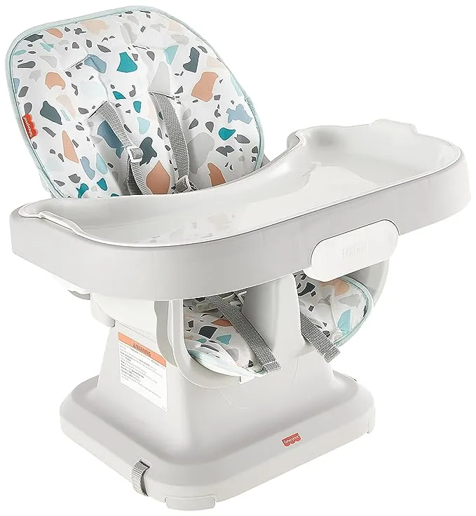 Fisher-Price Baby Spacesaver Simple Clean High Chair Baby To Toddler Portable Dining Seat With Removable Tray Liner, Pacific Pebble