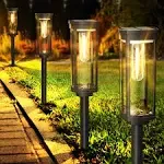 Solar Garden Pathway Light Outdoor Warm Light Solar Powered 6 Pack Warm White