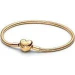 Pandora Moments Heart Clasp Snake Chain Bracelet in Rose Gold-Plated