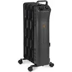 Portable Radiator Heater with 7 Wavy Fins, Manual Control, Black