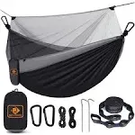 Camping Hammock with Net,Travel Portable Lightweight Large, Black &amp; Grey 