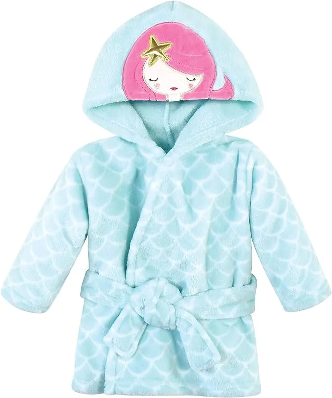 Hudson Baby Plush Animal Face Bathrobe, Mermaid