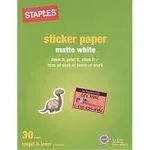 Staples Matte White Sticker Paper