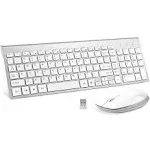 Fenifox Silver Wireless Keyboard Mouse Combo Set for Mac PC Full Size Silver