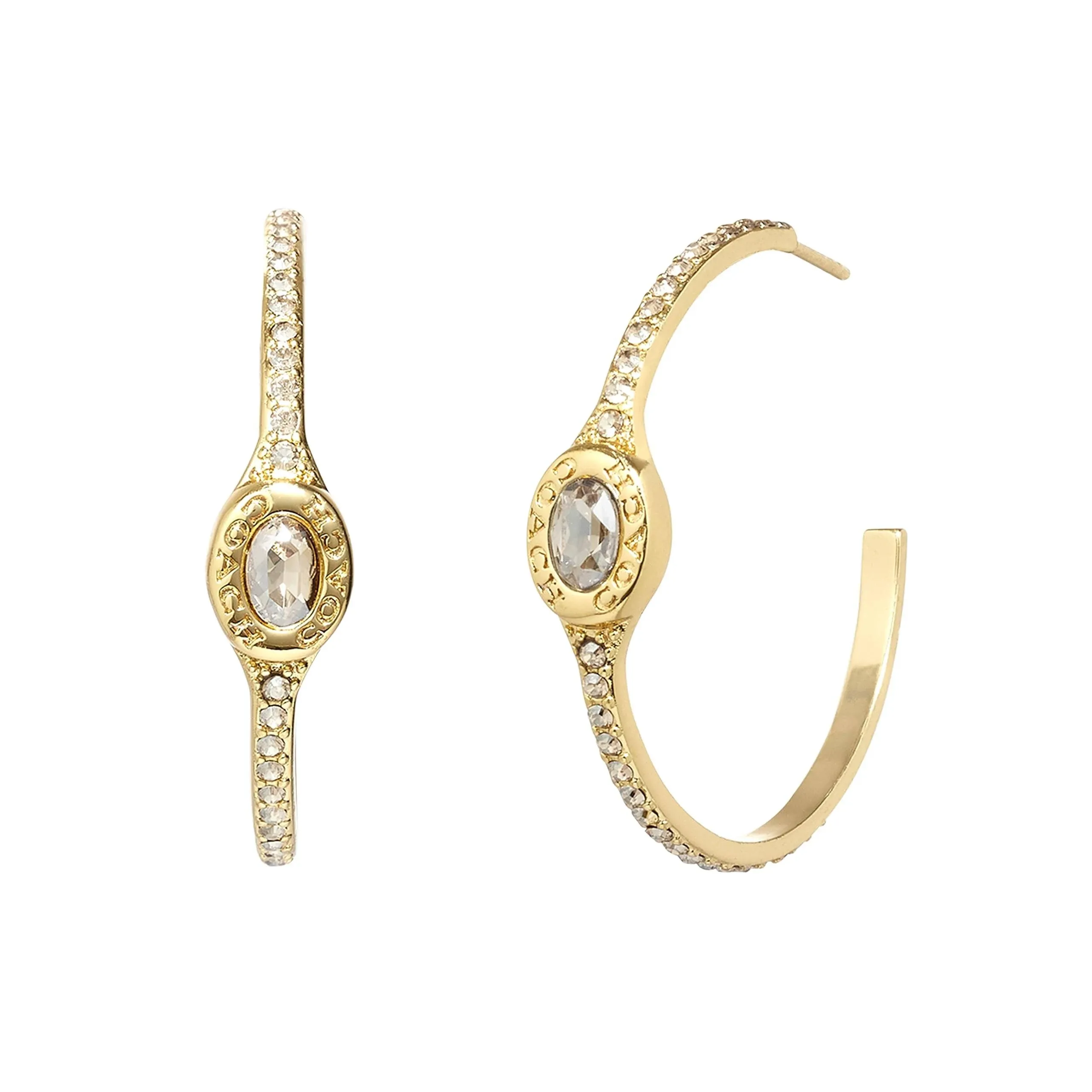 Signature Crystal Stone Pave Hoop Earrings