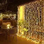 JMEXSUSS 300 LED White Curtain Lights with Remote, 8 Modes White String Lights Plug in, Christmas Curtain Lights for Wedding Reception Bedroom Wall Party Backdrop Window Indoor Outdoor Decorations