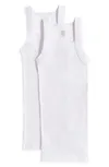 2(X)IST Men's Essential 2 Pack Square-Cut Tank - White