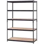 5-Tier Heavy Duty Steel Garage Storage Shelving Unit in Black (48 in. W x 72 in. H x 24 in. D)